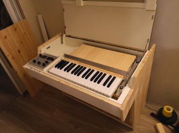 A Mellotron M4000D with a partly built custom cabinet