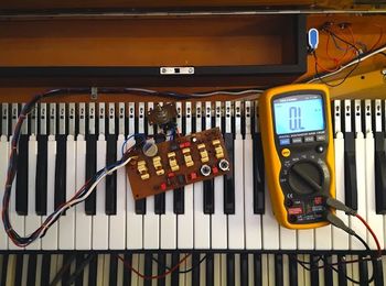 Inside of a Hohner Clavinet D6 instrument