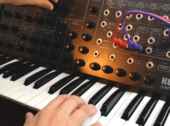 A Korg MS-20 synthesizer being played
