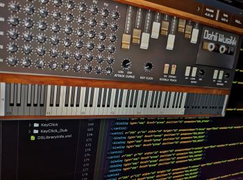 Computer screen with GUI and code for Voltage Controlled Cassette Organ