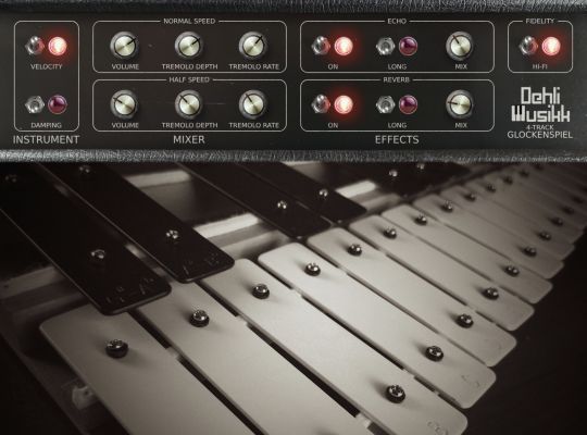 The 4-track Glockenspiel user interface and a glockenspiel