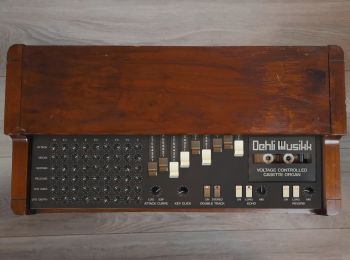 The Voltage Controlled Cassette Organ user interface inside a Korg CX-3 organ case