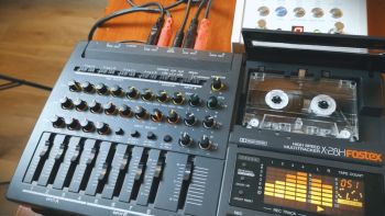A Fostex X-28H 4-track tape recorder