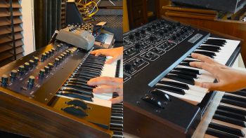 A Korg Polysix synthesizer and a Sequential Circuits Pro-One synthesizer being played