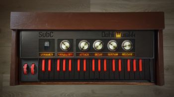 SubC user interface inside a wooden synthesizer case