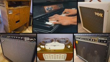 A Leslie 122 rotary speaker, a Wurlitzer 200A electric piano,  a Vox AC15H1TV amplifier, a Fender Twin Reverb amplifier, a Tandberg Model 2 T (TB2) tape recorder and a Roland JC-120 amplifier