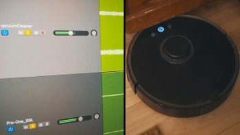 Screenshot of recorded tracks in Logic Pro and a Roborock S5 robot vacuum cleaner