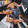 A Wurlitzer 200A electric piano, a Roland SH-09, a Roland D-50, a Korg MS-20, an Omnichord and a Hammond C3 tonewheel organ being played