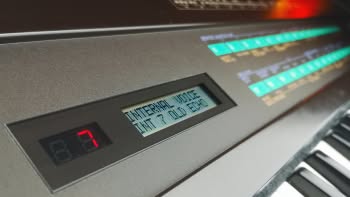 The display on a Yamaha DX7 synthesizer
