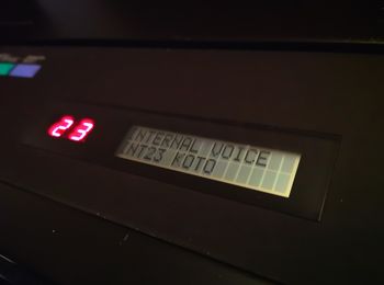 Display on a Yamaha DX7 showing a patch named Koto