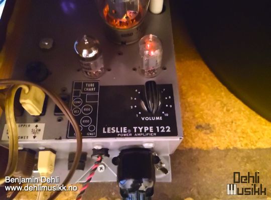 A Leslie 122 amplifier with full volume