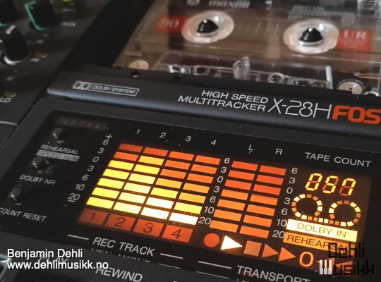 A Fostex X-28H 4-track tape recorder