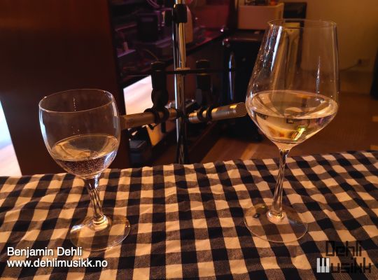 Two mic'd up wine glasses