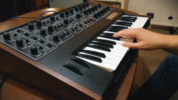 A Sequential Circuits Pro-One synthesizer being played