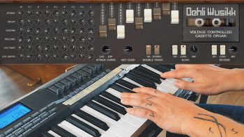 Screenshot of Voltage Controlled Cassette Organ plugin and a MIDI keyboard controller being played