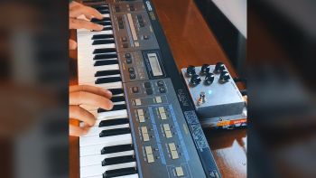 A Casio CZ-101 synthesizer being played
