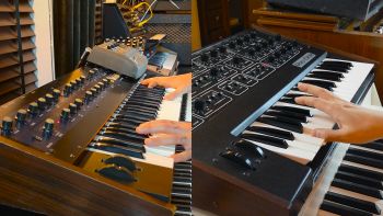 A Korg Polysix synthesizer and a Sequential Circuits Pro-One synthesizer being played