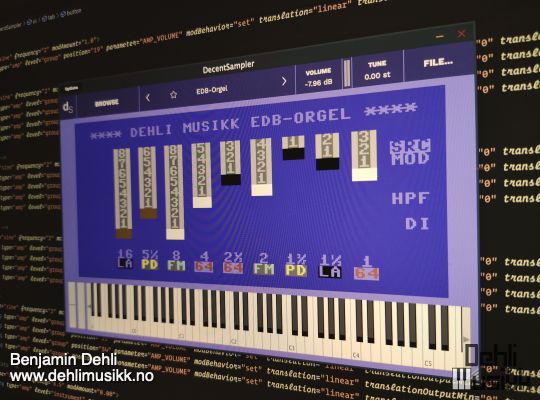 Computer screen with GUI for EDB-Orgel