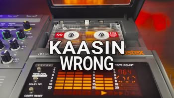 A 4-track cassette recorder and the text Kaasin - Wrong