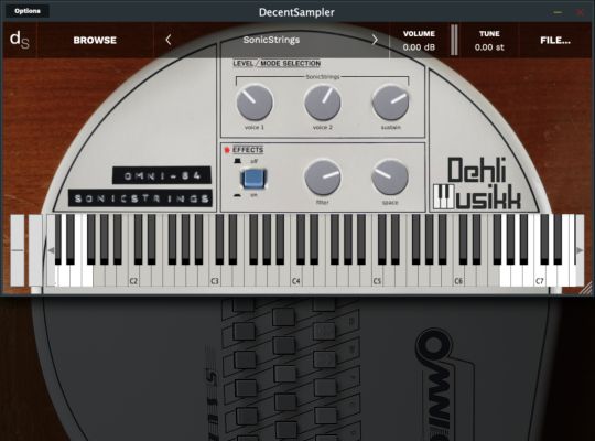 The Omni-84 user interface and a Suzuki Omnichord OM-84 System Two