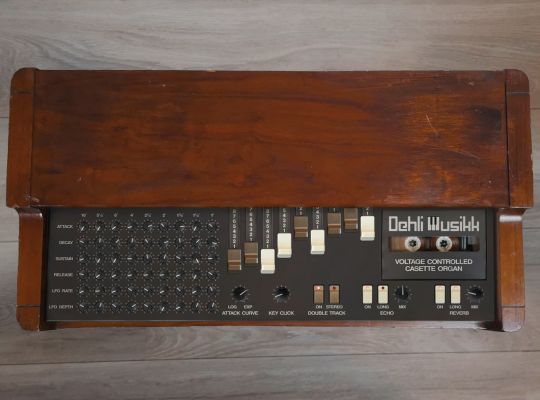 The Voltage Controlled Cassette Organ user interface inside a Korg CX-3 organ case